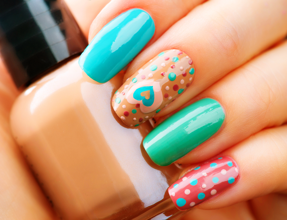 valentine,nail,art,manicure.,valentines,day,holiday,style,bright,manicure